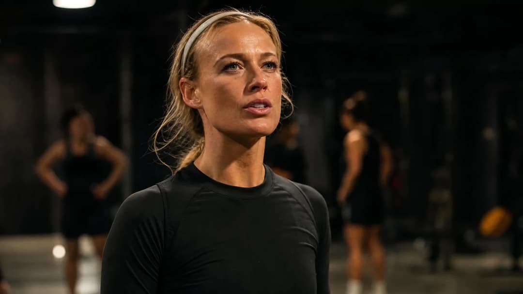 Sophie Cunningham speaking passionately in a training facility, captured in close-up.