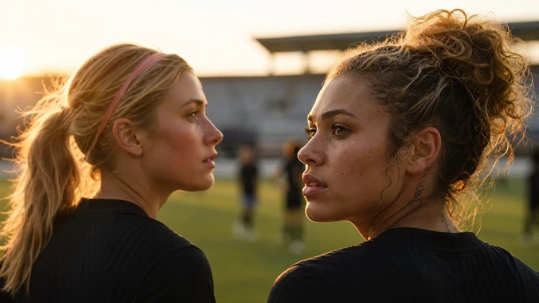 Trinity Rodman and Ally Sentnor reflecting on the match during sunset.
