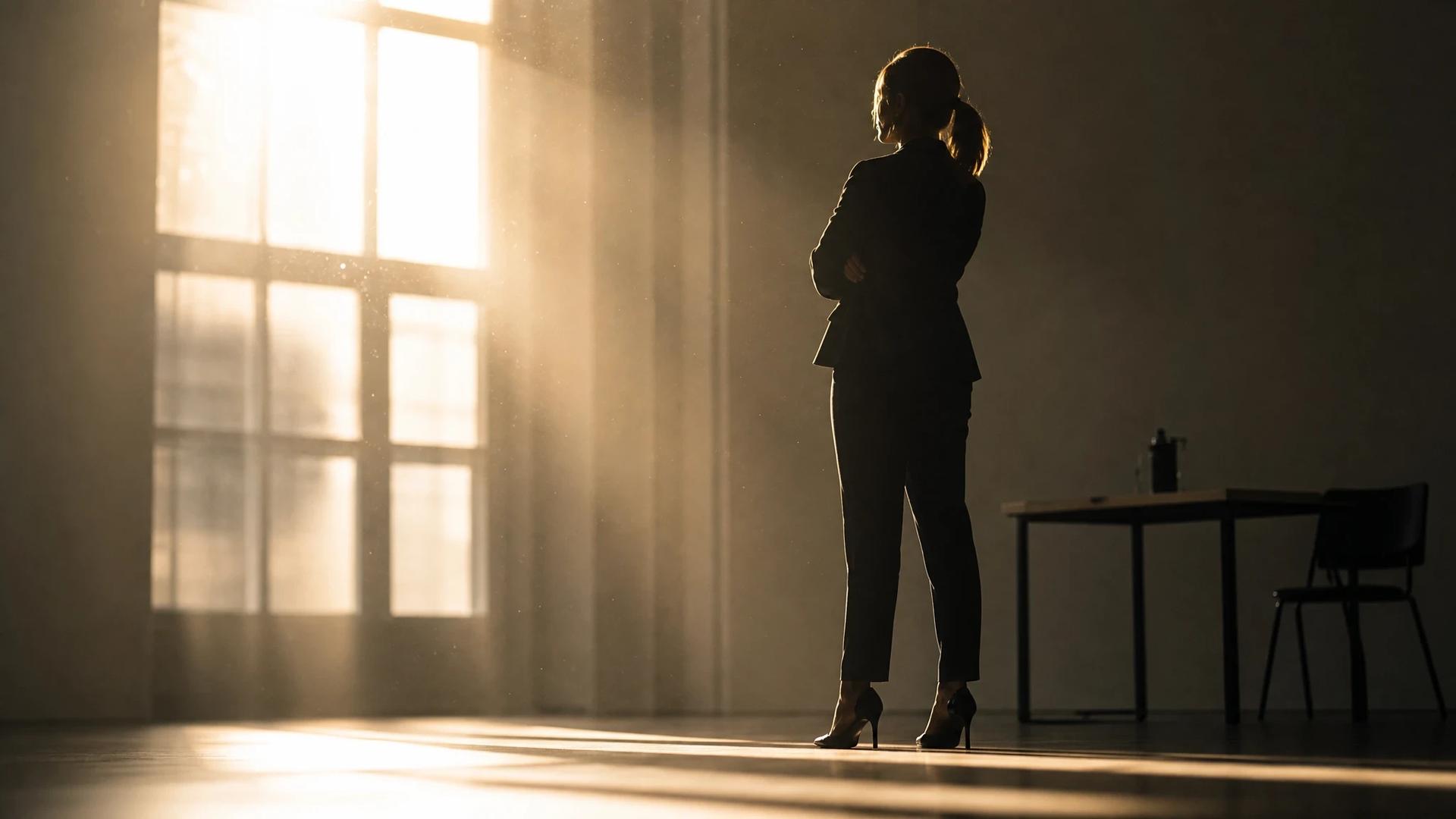 A female football agent's silhouette stands in a brightly lit room, contemplating the implications of recent regulatory changes.
