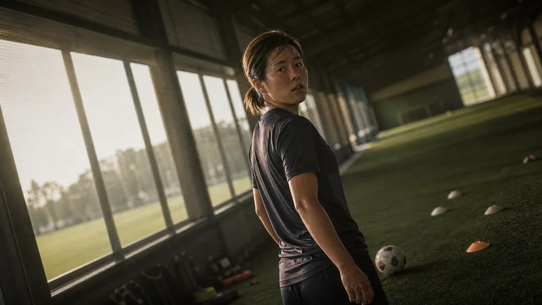 Yuka Momiki preparing for a match in a training facility.