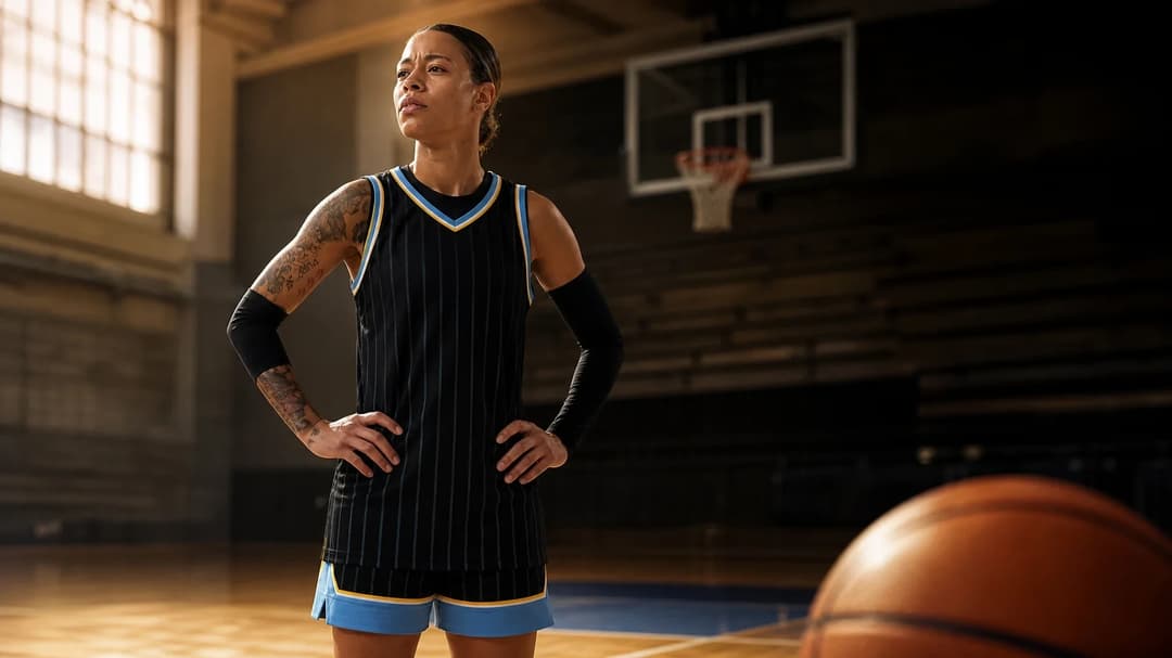 Natasha Cloud stands in a gym, focused on advocating for women's issues.