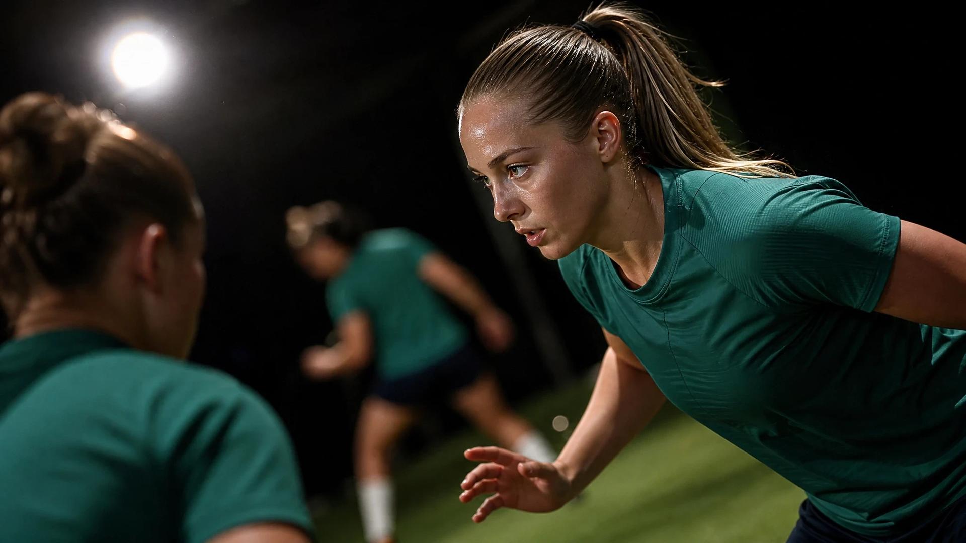 A tense training moment featuring Olivia Smith preparing for a match.