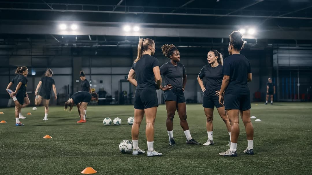 A training facility where female football players are preparing for the new season.