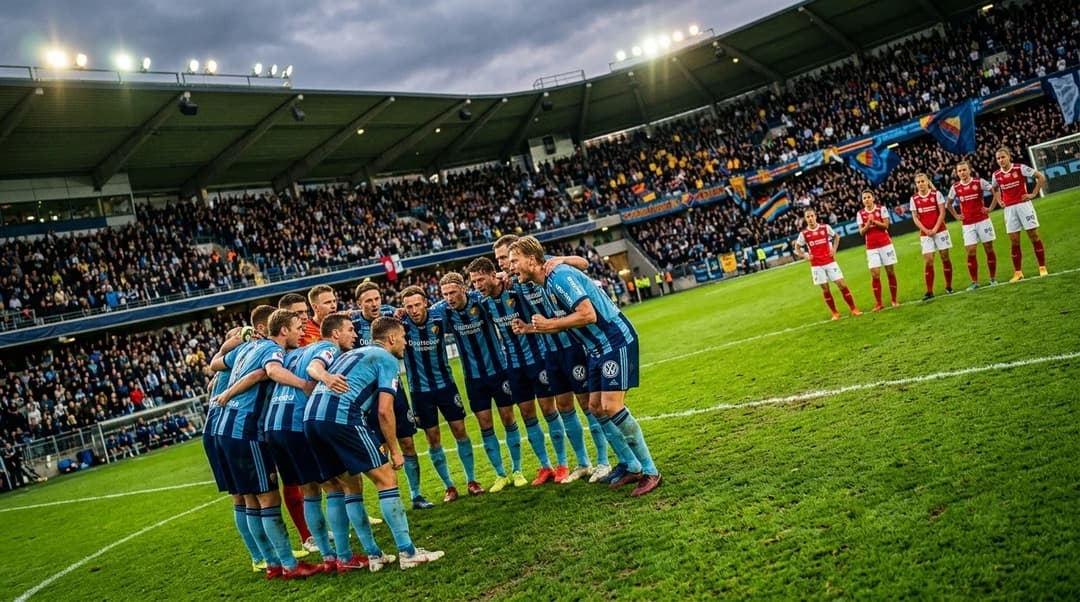 Two teams huddle before a match, showcasing expressions of determination and anticipation.