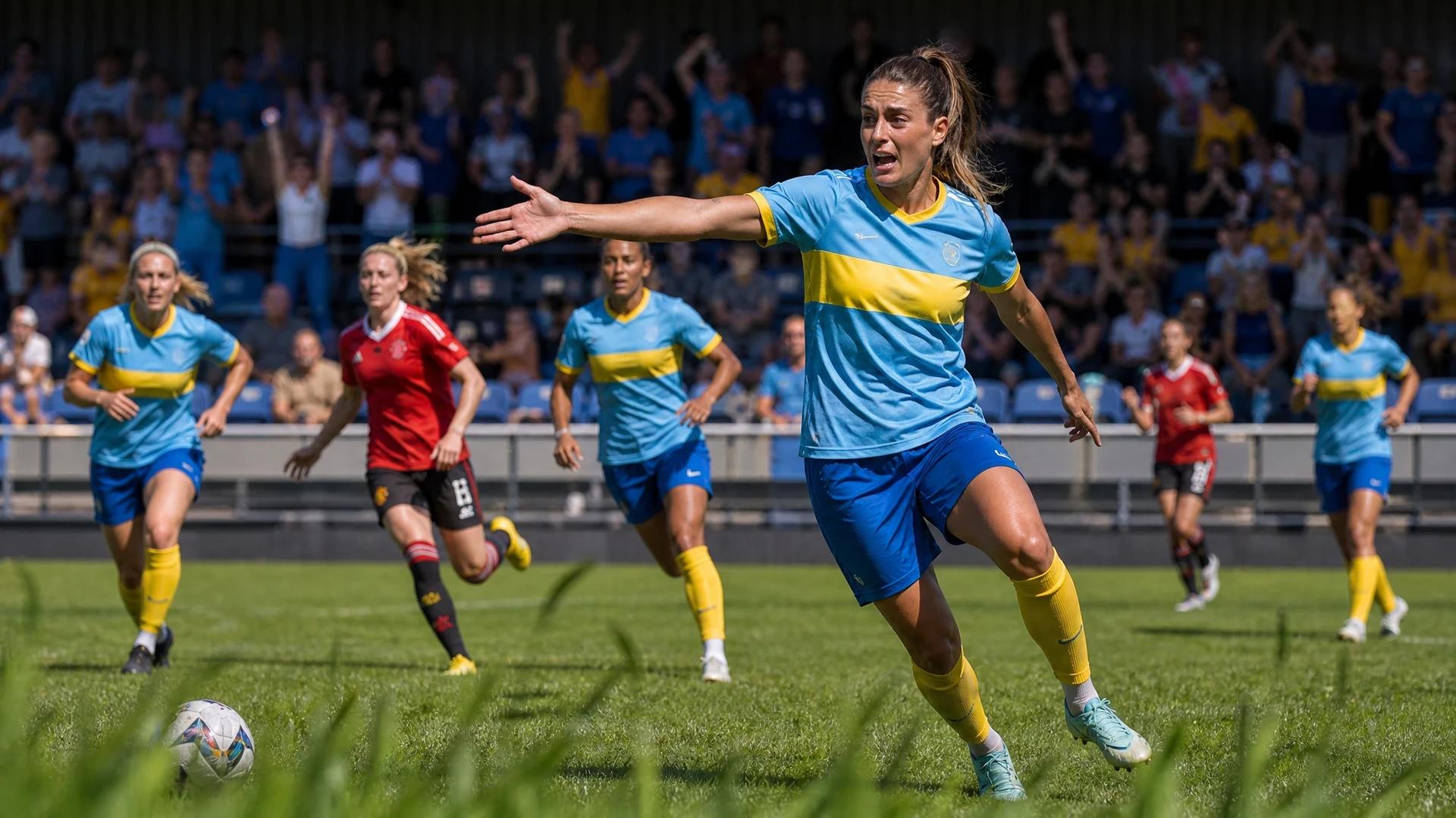 Alexia Putellas leading the London City Lionesses during a match against Manchester United.