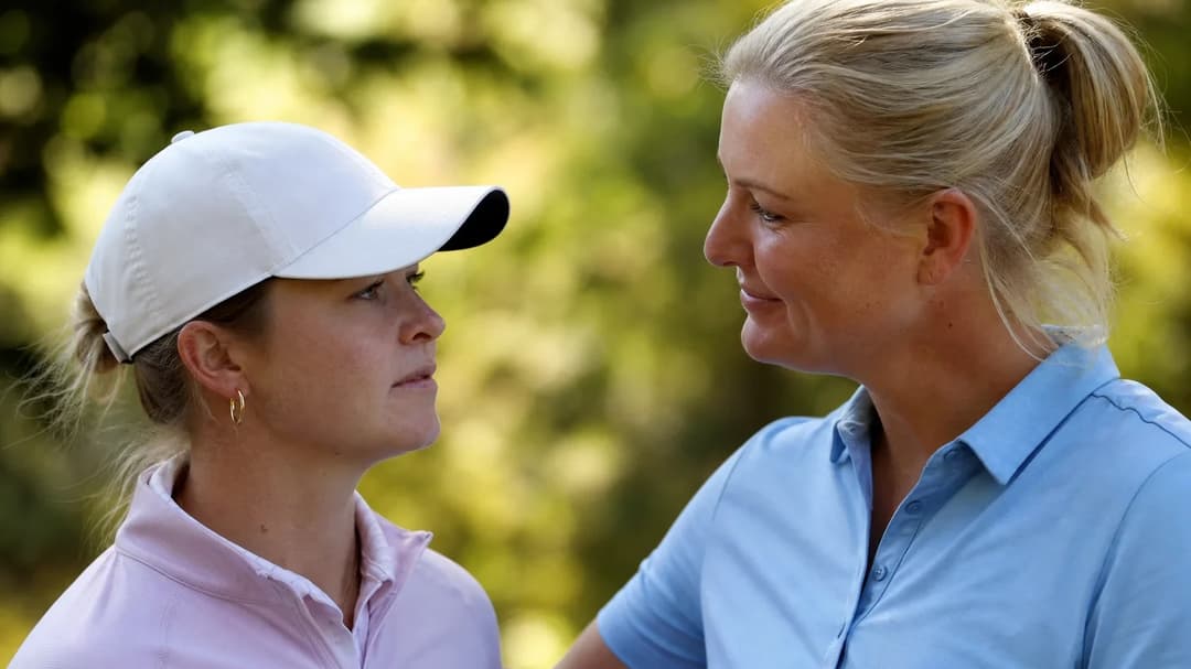 Mimi Rhodes and Anna Nordqvist in an intimate conversation surrounded by natural greenery.
