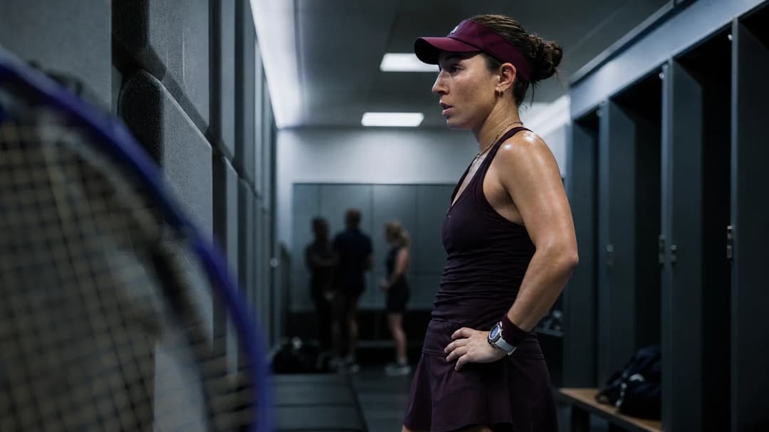 Jessica Pegula in a locker room, preparing for her semifinal match at the U.S. Open.