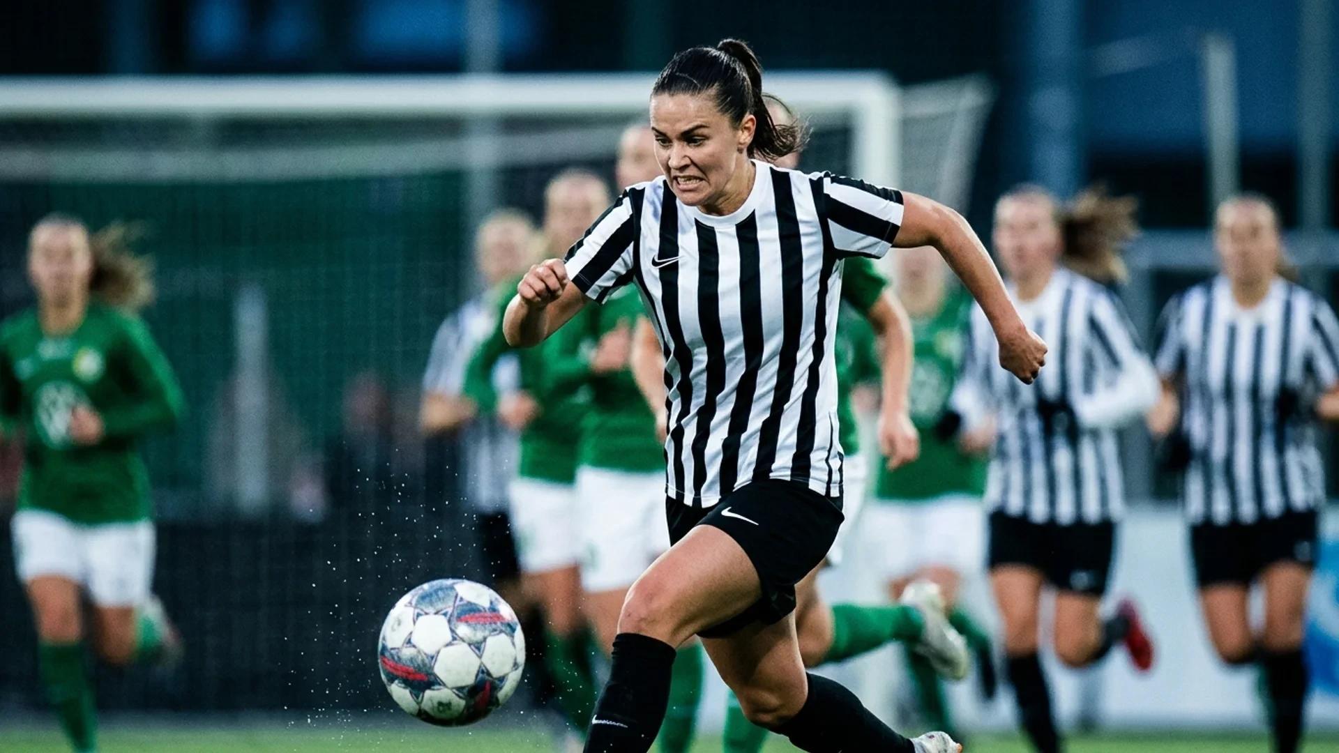 A football player from Brommapojkarna dribbling the ball during a match against Norrköping.