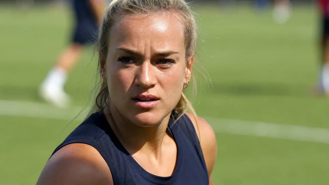 Close-up of Natalie Muth during daytime training, looking focused.