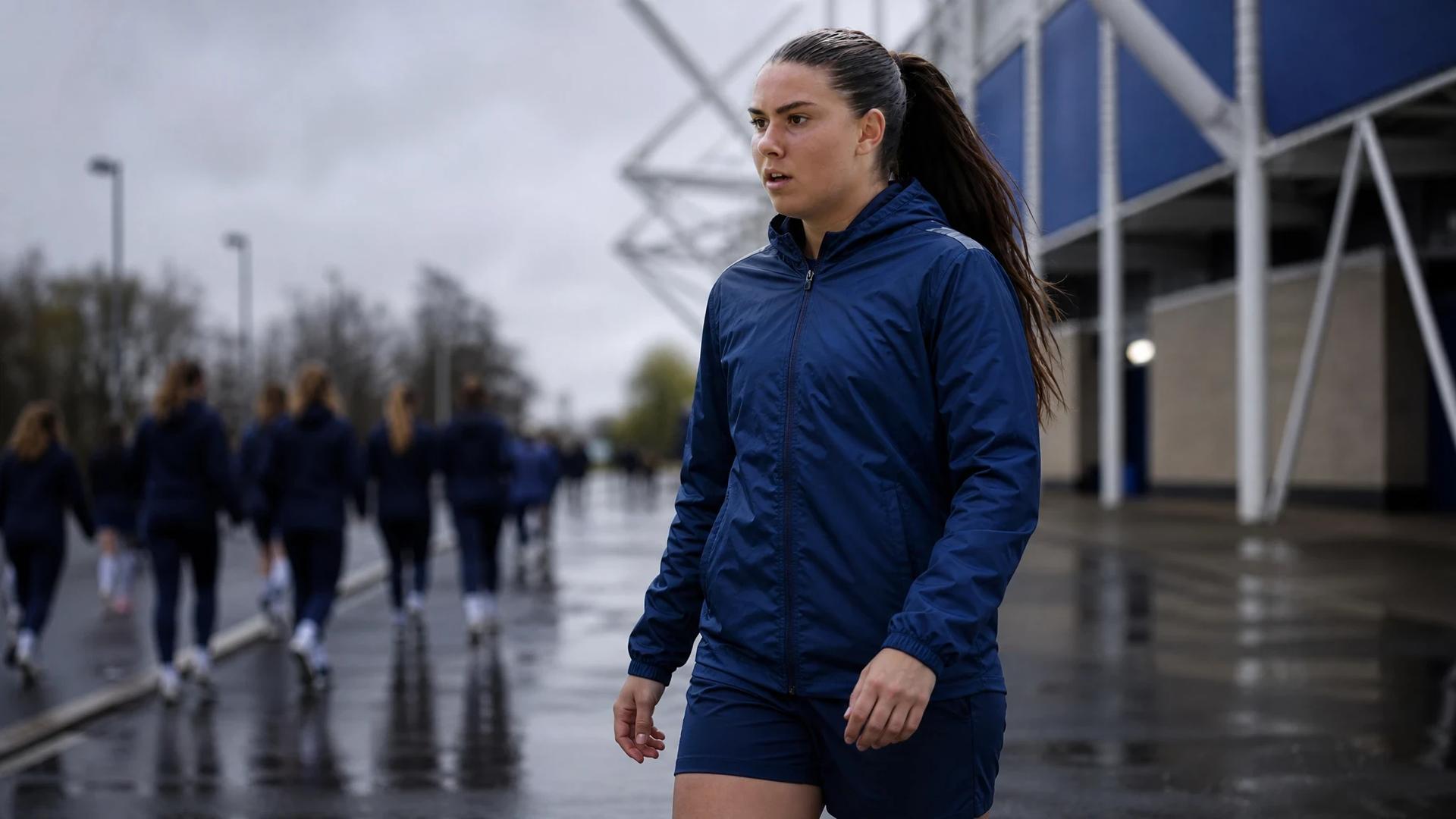 Emilia Pelgander walks towards The King Power Stadium, immersed in thoughts of her new contract.